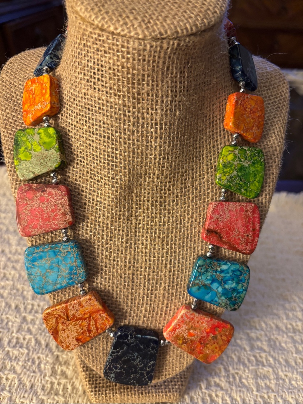 Source Unknown Multicolor Stone Statement Necklace